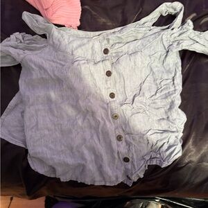 Women's Blue Button-Up Top